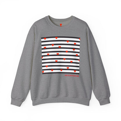 Black & White Stripes Tiny Hearts Contemporary Design Unisex Sweatshirt