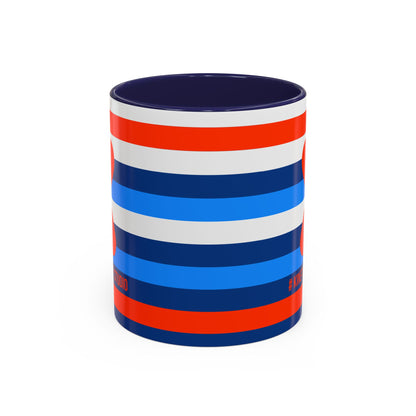 Coffee Mug Blue Red White Stripes Parisian Trendy Style Modern Contemporary Design