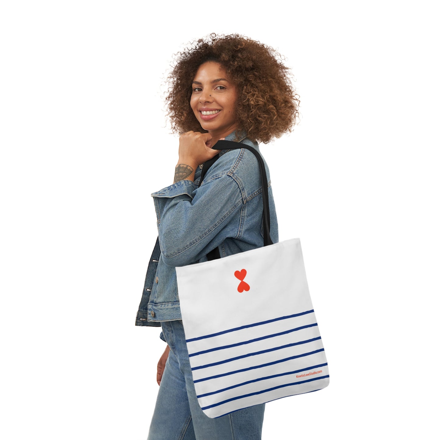 Canvas Tote Bag White Navy Stripes - French Chic Stylish Trendy Design