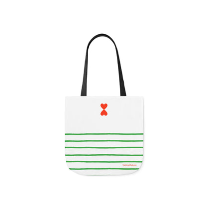 Canvas Tote Bag White Green Stripes - French Chic Stylish Trendy Design