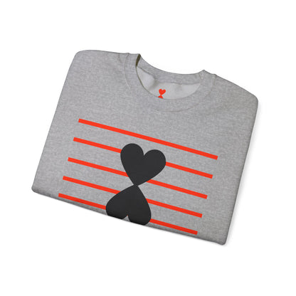 Red Stripes & Hearts Modern Design Unisex Sweatshirt - Signature Collection by Kinetic Love Studio