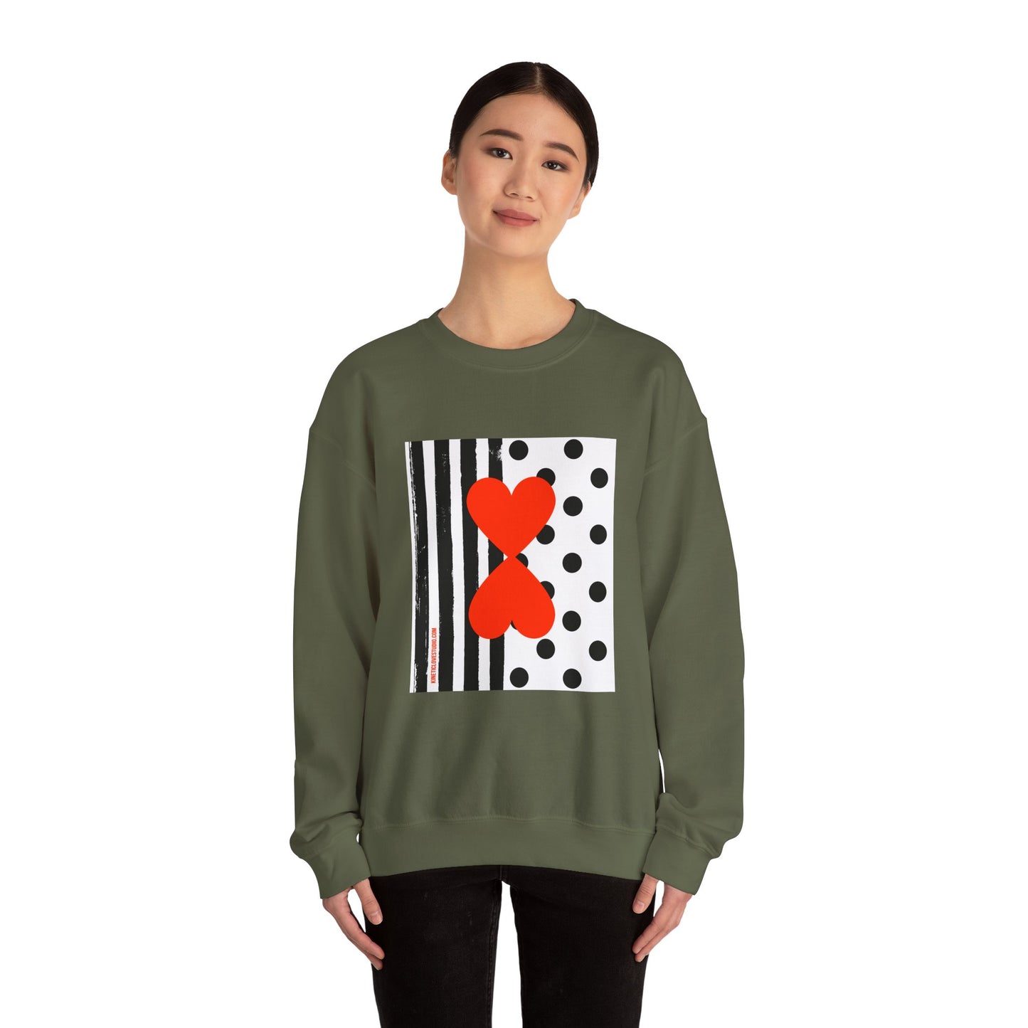 Dots & Stripes Red Heart Modern Design Blue Sweatshirt