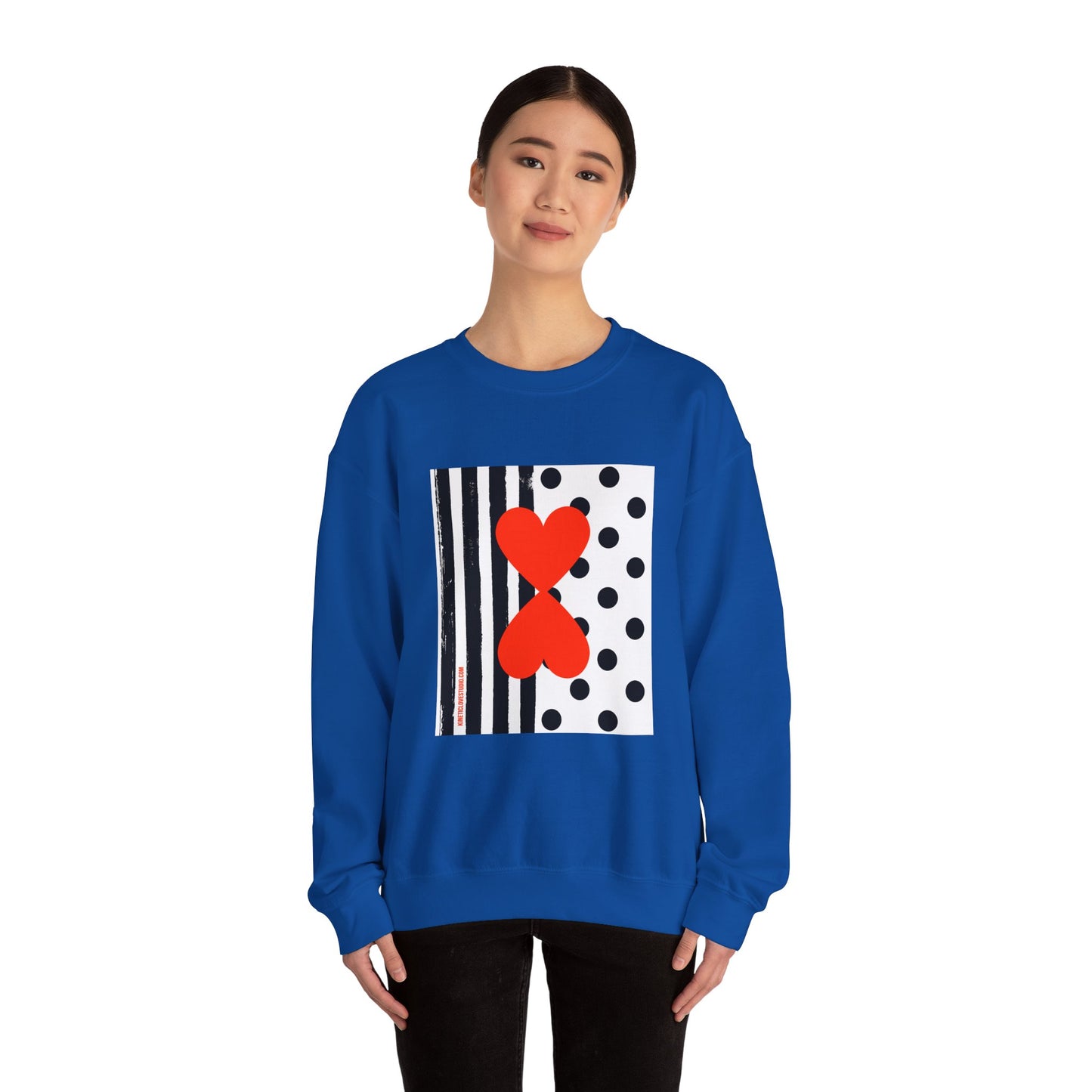 Dots & Stripes Red Heart Modern Design Blue Sweatshirt