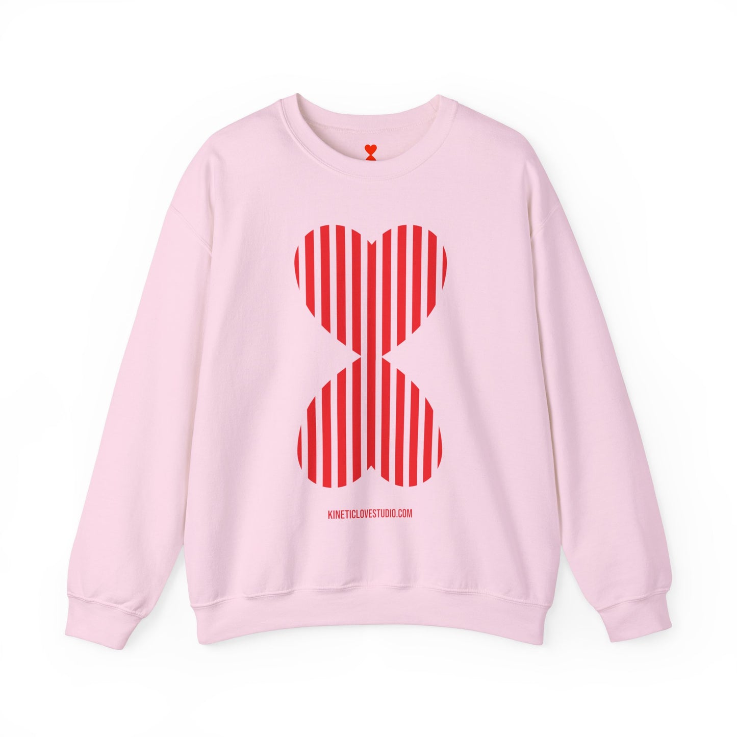 Red Striped Double Hearts Contemporary Design Unisex Sweatshirt - Signature Collection by Kinetic Love Studio