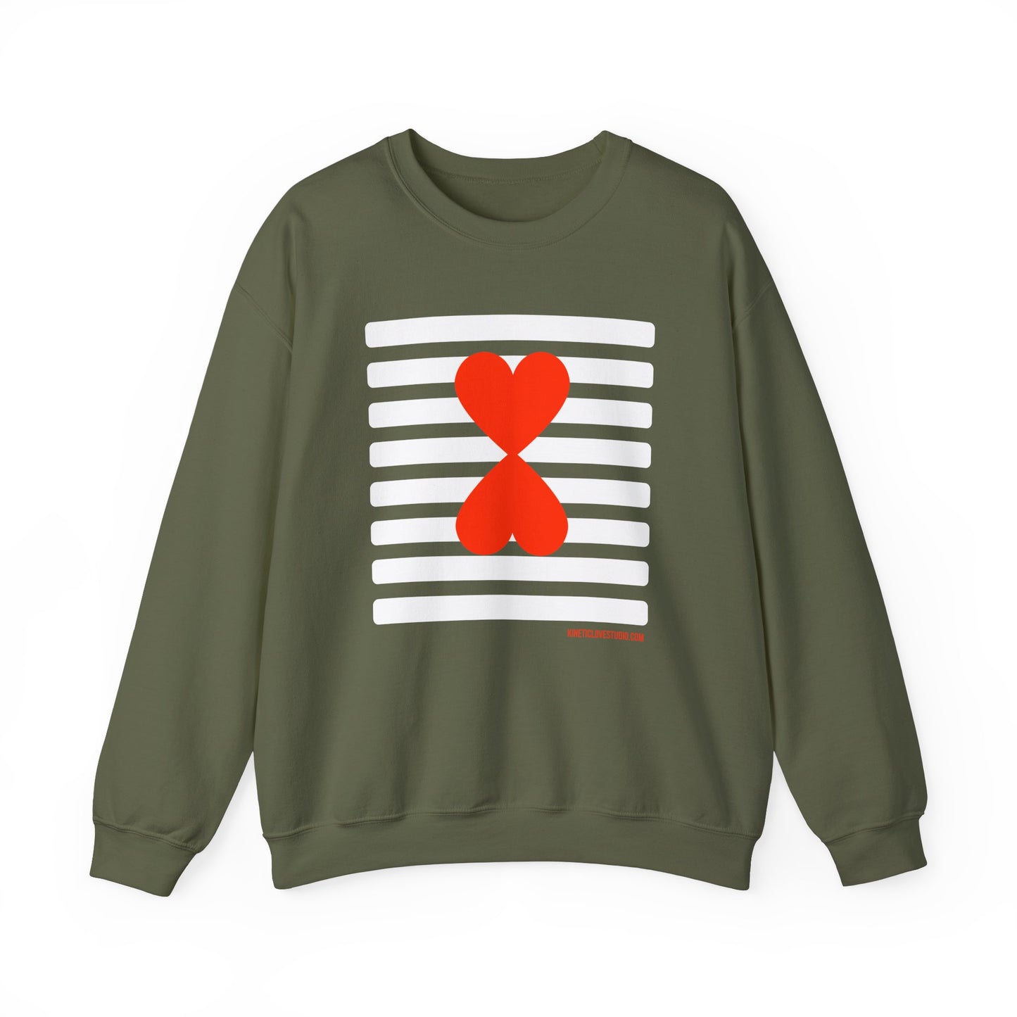 Holiday Edition Modern Couple Sweatshirt - White Stripes Red Hearts