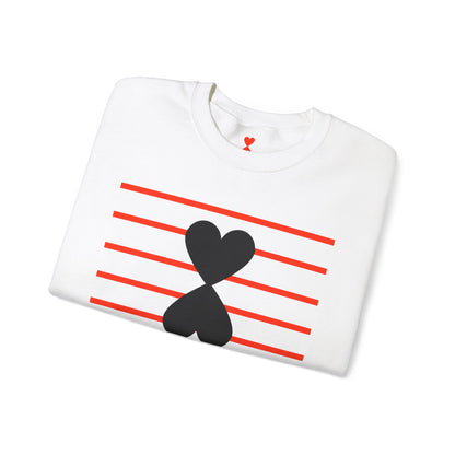 Red Stripes & Hearts Modern Design Unisex Sweatshirt - Signature Collection by Kinetic Love Studio