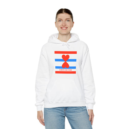 Paris Street Style French Chic Red Blue Stripes White Unisex Hoodie Heavy Blend™ Hooded Sweatshirt