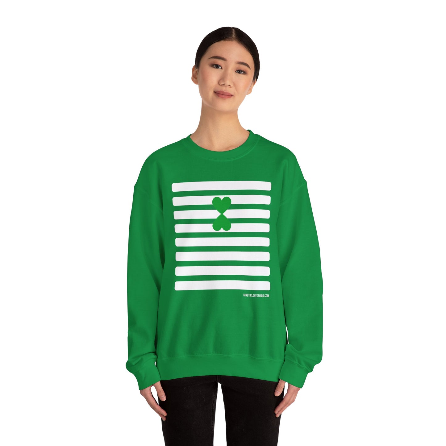 Stripes Sweatshirt - Paris Street Style Double Heart Green