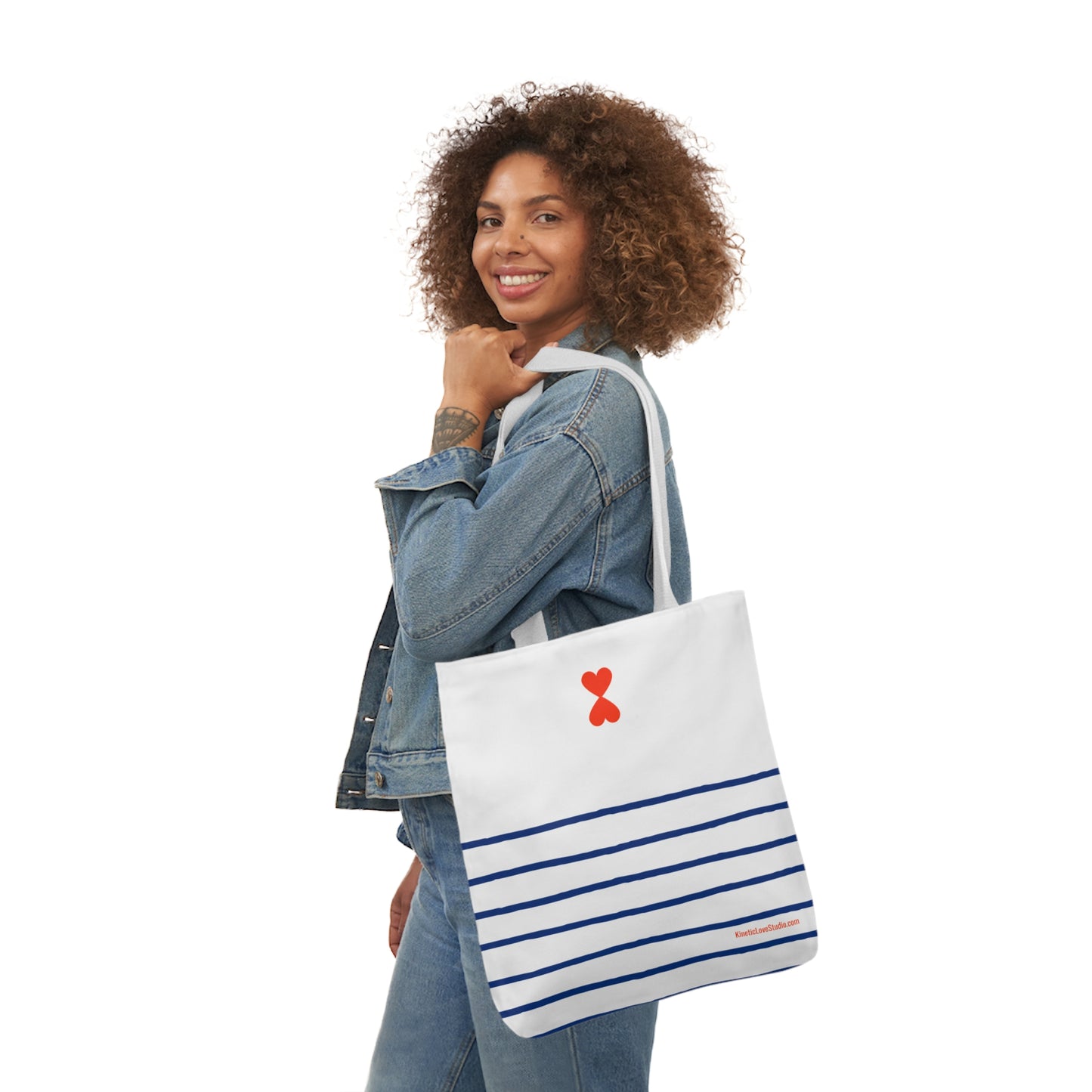 Canvas Tote Bag White Navy Stripes - French Chic Stylish Trendy Design