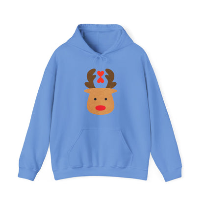 Christmas Reindeer Hoodie red heart