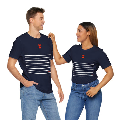 Striped Heart Unisex Tee - French Chic Design for Couples