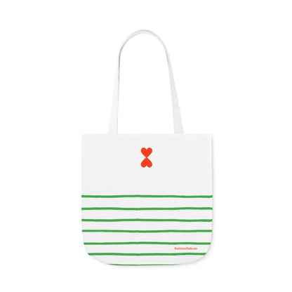 Canvas Tote Bag White Green Stripes - French Chic Stylish Trendy Design