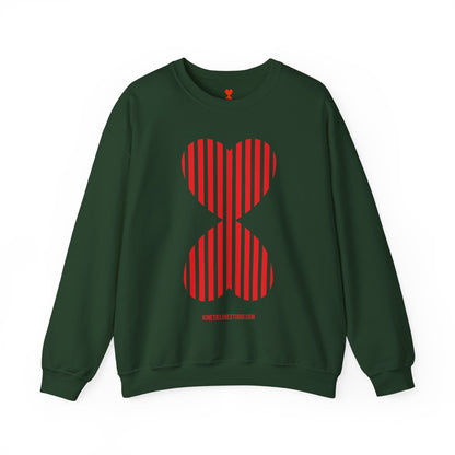 Paris Chic Red Striped Double Hearts Modern Design Khaki Green Unisex Sweatshirt - Signature Collection by Kinetic Love Studio