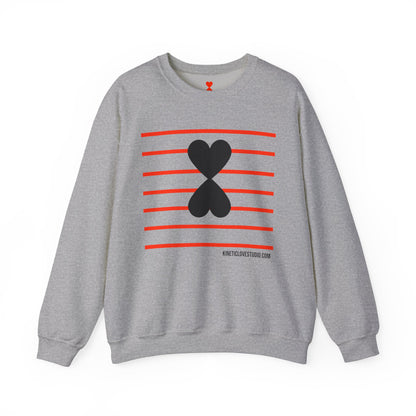 Red Stripes & Hearts Modern Design Unisex Sweatshirt - Signature Collection by Kinetic Love Studio