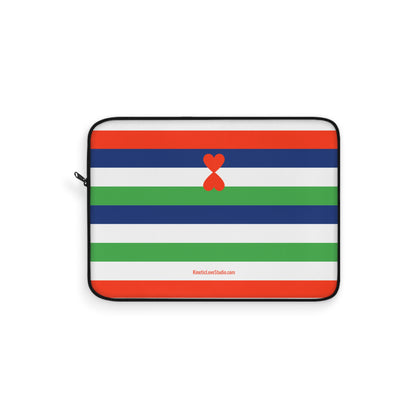 Laptop Sleeve Modern Stripes Green Stylish Trendy Design Notebook Case