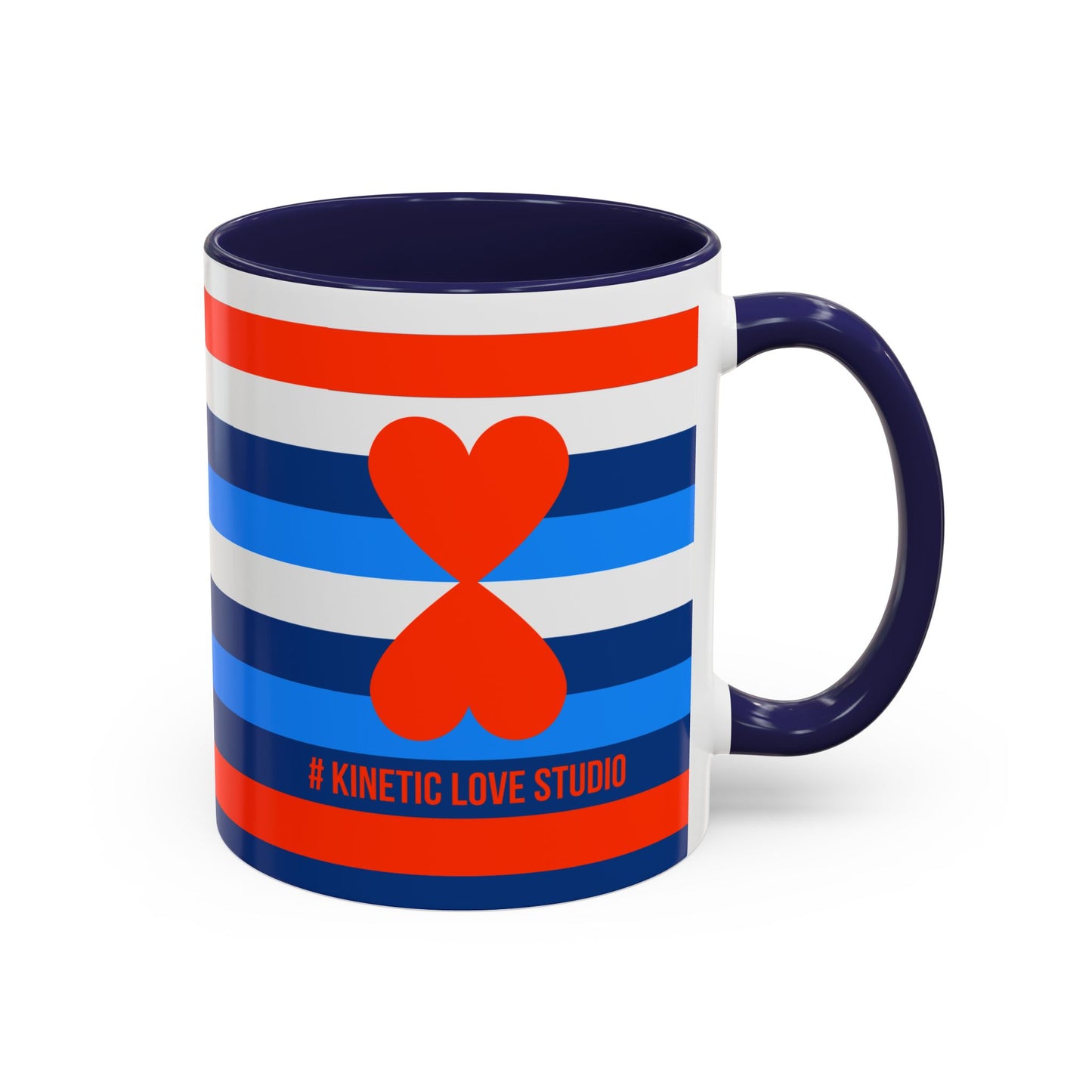 Coffee Mug Blue Red White Stripes Parisian Trendy Style Modern Contemporary Design