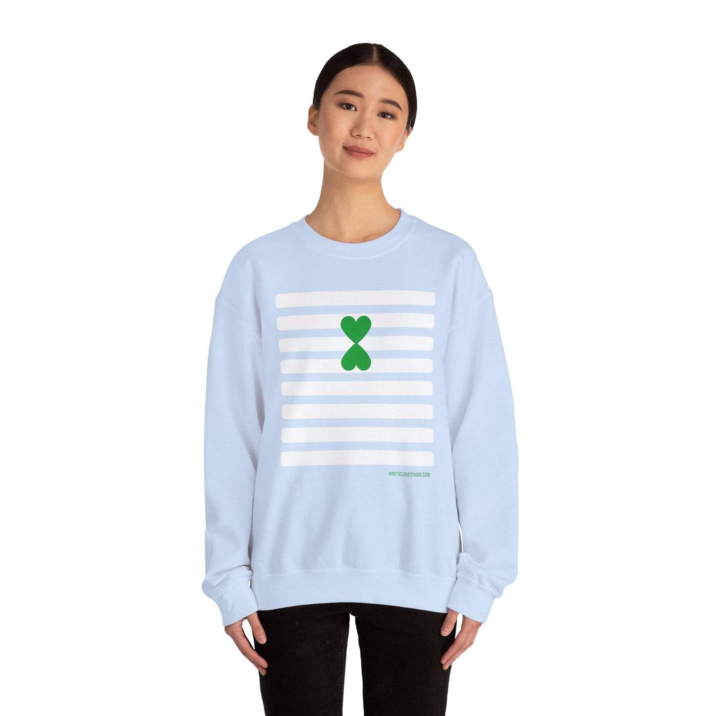 Stripes Sweatshirt - Paris Street Style Double Heart Green