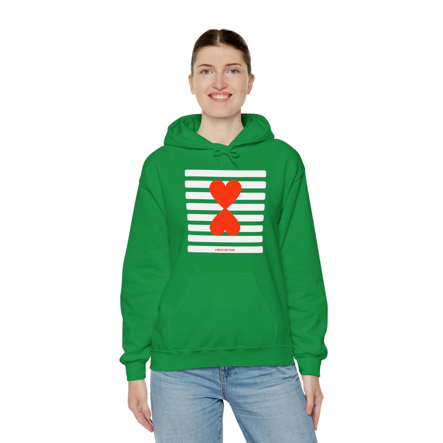 Paris Street Style Couple Hoodie - Stripes & Double Heart Design