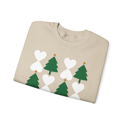 Christmas Trees & Hearts Modern Sweatshirt - Holiday Edition Unisex