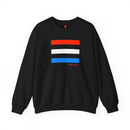 French Chic Tri-Color Stripes Stylish Unisex Sweatshirt - Blue Stripes Red Heart Contemporary Design