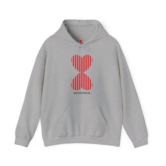 Striped Heart Hooded Sweatshirt Hoodie - Modern Red Heart Design