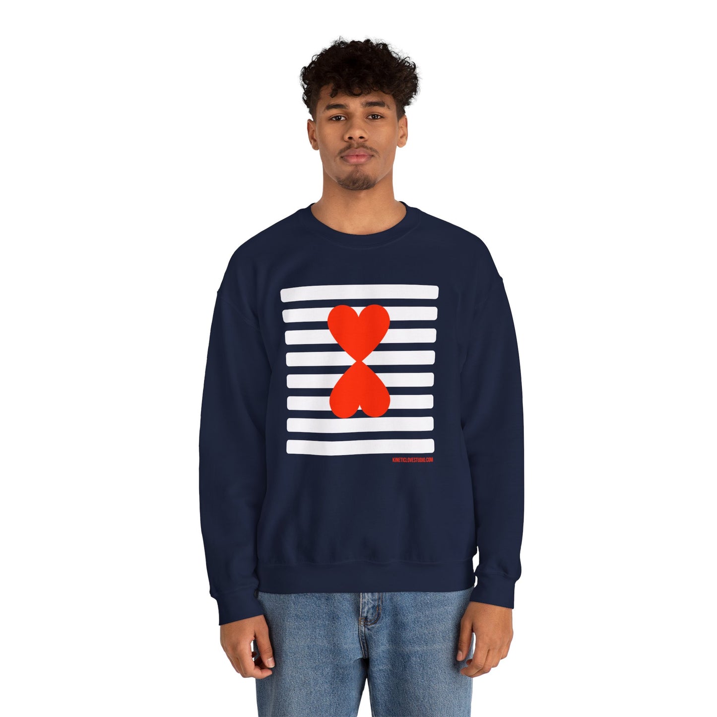 Holiday Edition Modern Couple Sweatshirt - White Stripes Red Hearts