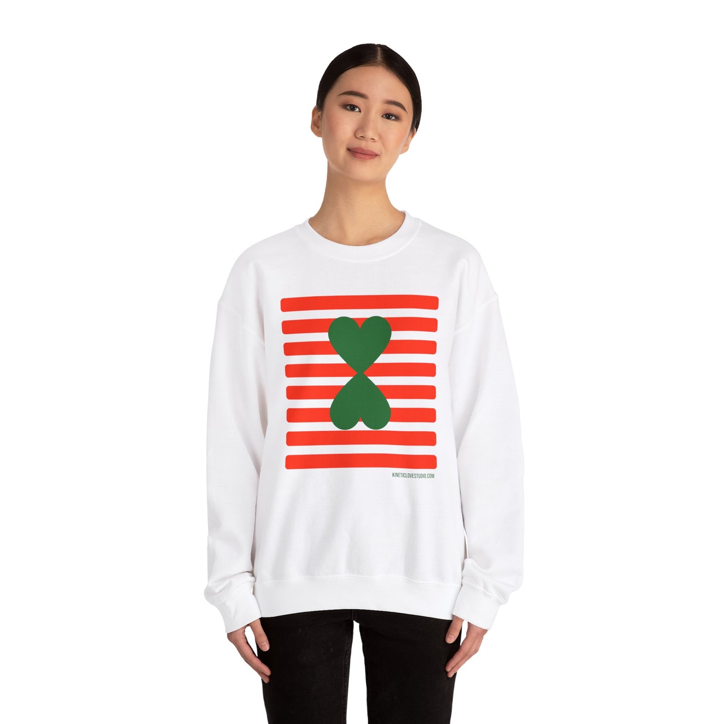 Holiday Edition Modern Couple Sweatshirt - White Stripes Red Hearts