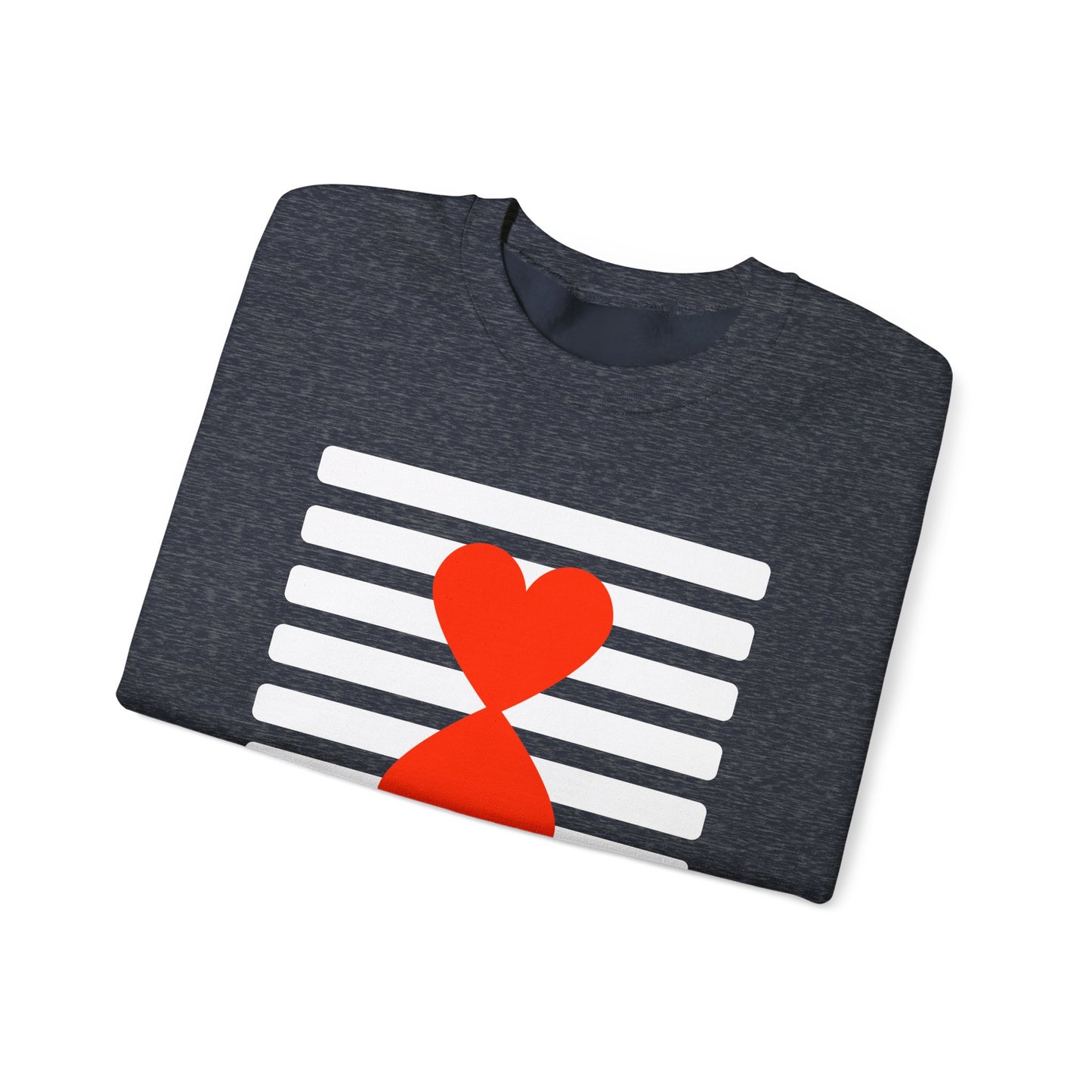 Holiday Edition Modern Couple Sweatshirt - White Stripes Red Hearts