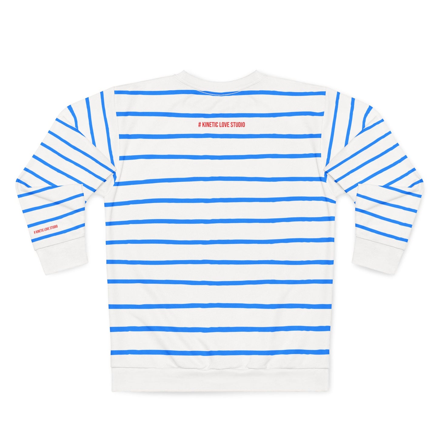 French Chic Paris Street Style Blue Stripe Marine Pullover Unisex Sweatshirt (AOP) | Signature Collection Kinetic Love Studio