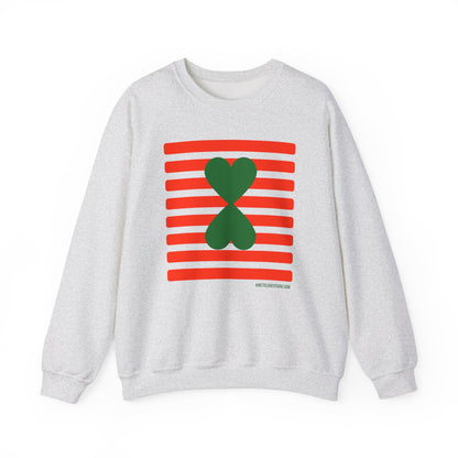 Holiday Edition Modern Couple Sweatshirt - White Stripes Red Hearts