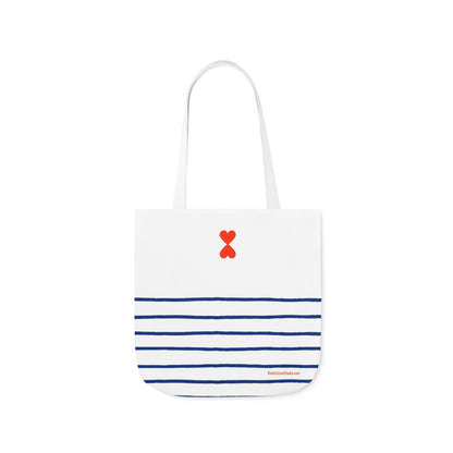 Canvas Tote Bag White Navy Stripes - French Chic Stylish Trendy Design