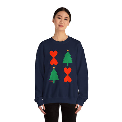 Christmas Trees & Heart Modern Sweatshirt Green Unisex