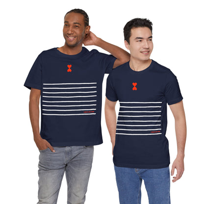 Striped Heart Unisex Tee - French Chic Design for Couples