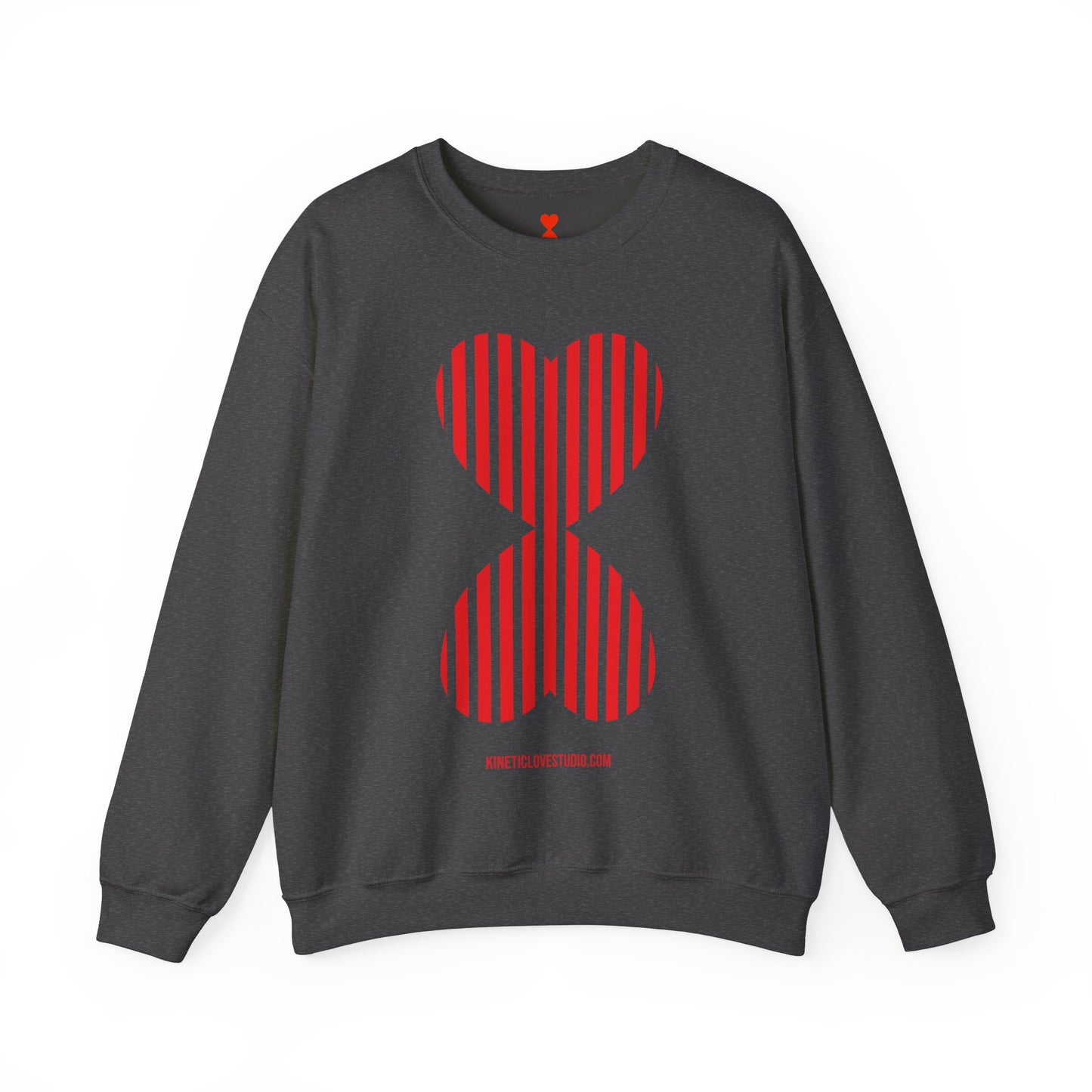 Red Striped Double Hearts Contemporary Design Unisex Sweatshirt - Signature Collection by Kinetic Love Studio