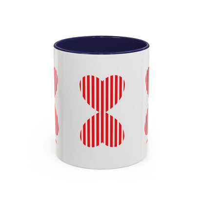 Coffee Mug Red Stripe Hearts Parisian Trendy Style Modern Contemporary Design