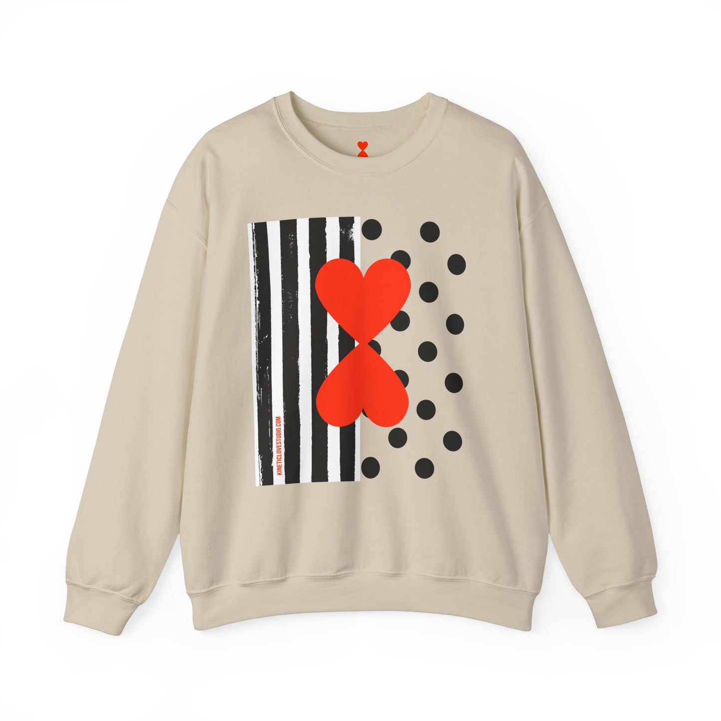 Dots & Stripes Red Heart Modern Design Gray Sweatshirt