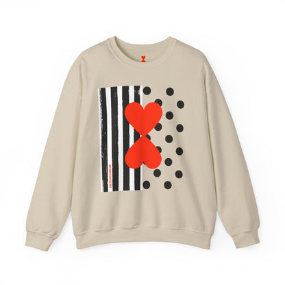 Dots & Stripes Red Heart Modern Design White Sweatshirt