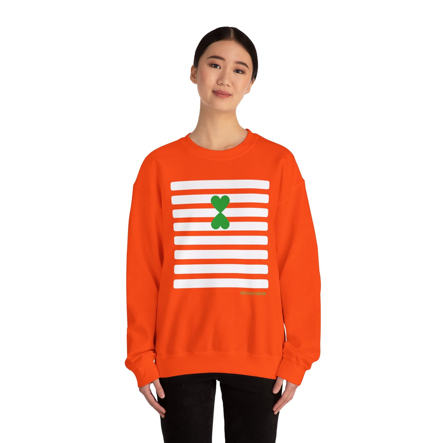 Stripes Sweatshirt - Paris Street Style Double Heart Green