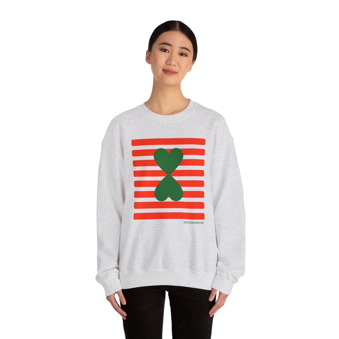 Holiday Edition Modern Couple Sweatshirt - White Stripes Red Hearts