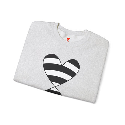 Black & White Striped Double Hearts Music Notes Sweatshirt FW24