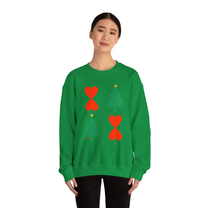 Christmas Trees & Heart Modern Sweatshirt Green Unisex