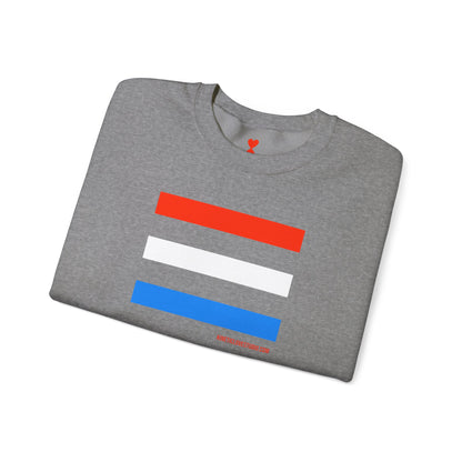 French Chic Tri-Color Stripes Stylish Unisex Sweatshirt - Blue Stripes Red Heart Contemporary Design