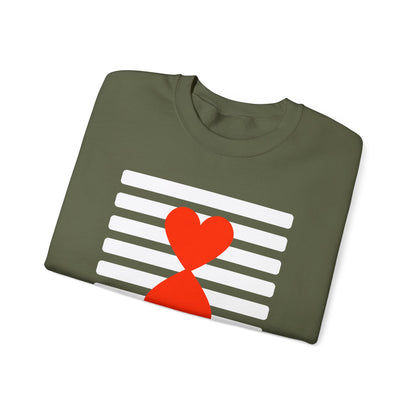 Holiday Edition Modern Couple Sweatshirt - White Stripes Red Hearts