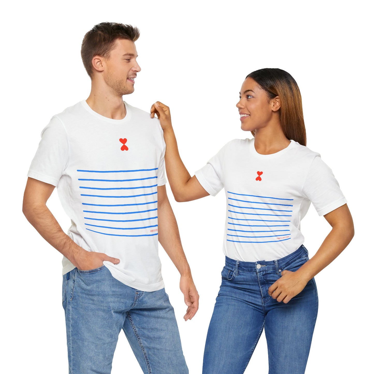 Signature Stripes & Double Heart T-Shirt Trench Chic Unisex Tee Express Delivery available