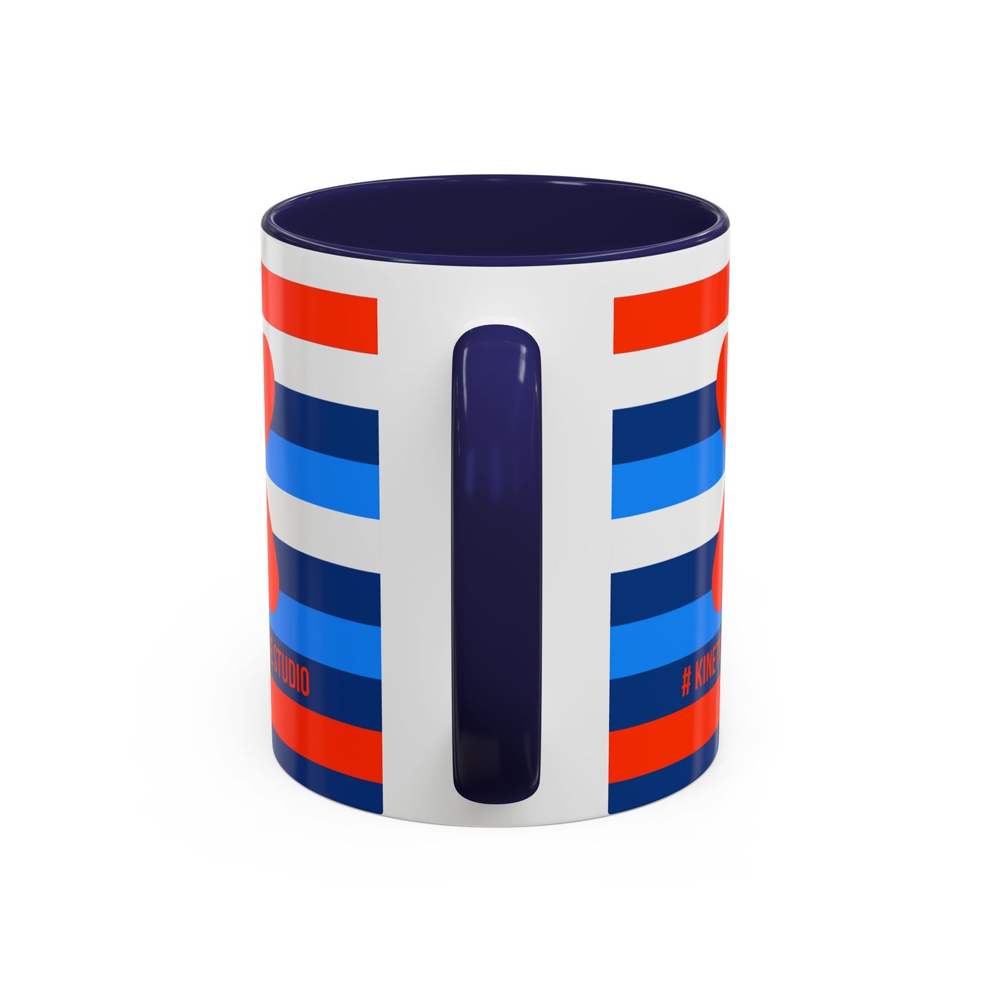 Coffee Mug Blue Red White Stripes Parisian Trendy Style Modern Contemporary Design