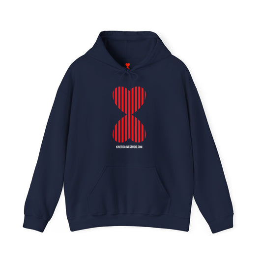 Paris Modern Design Striped Heart Navy Hooded Sweatshirt Hoodie - Modern Red Heart Design