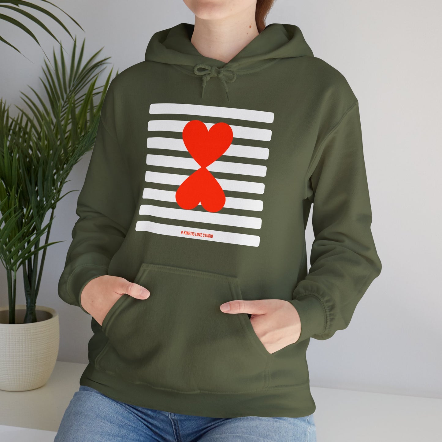 Paris Street Style Couple Hoodie - Stripes & Double Heart Design