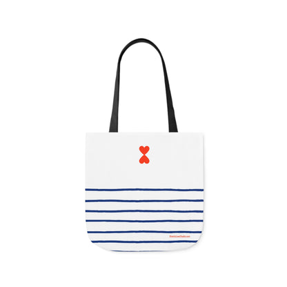 Canvas Tote Bag White Navy Stripes - French Chic Stylish Trendy Design