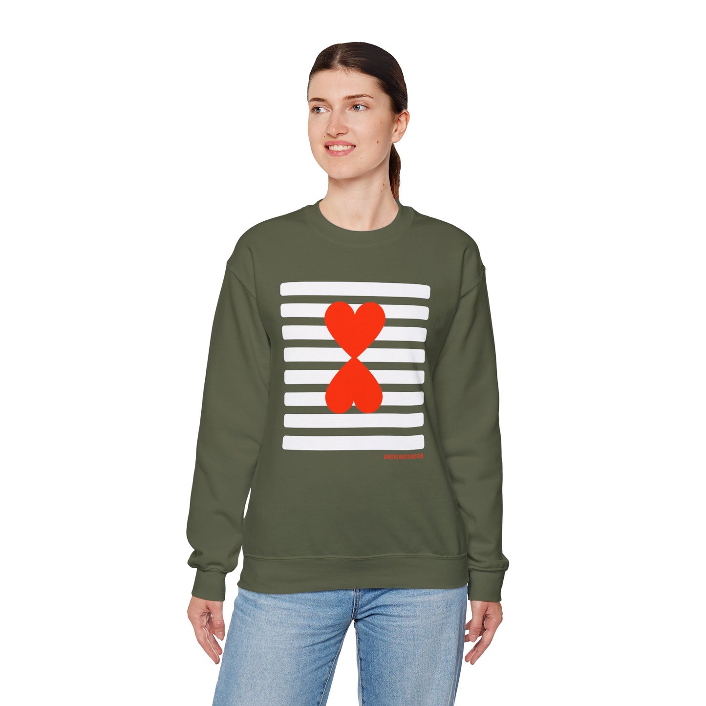 Holiday Edition Modern Couple Sweatshirt - White Stripes Red Hearts