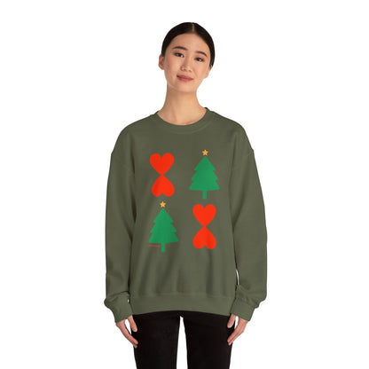 Christmas Trees & Heart Modern Sweatshirt Green Unisex